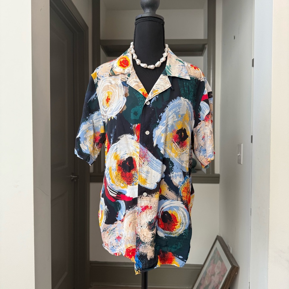 Aime Leon Dore Floral Brushstroke Leisure Shirt Size S EUC